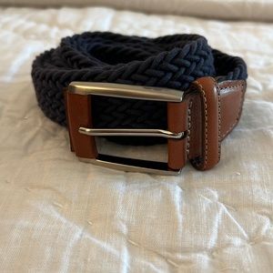 Peter Millar Woven Braided Leather Navy Belt XL